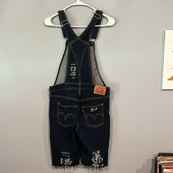Levi Strauss Dark Denim Capri Overalls - Picture 2 of 6